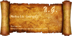 Nekola Gergő névjegykártya